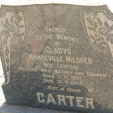 CARTER Gladys Mandeville Mildred nee LENTON 1892-1949