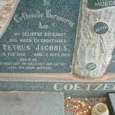 COETZER Petrus Jacobus 1882-1963