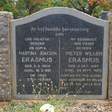 ERASMUS Pieter Willem 1897-1970 &amp; Martina Joachim 1904-1981