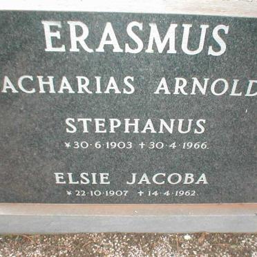 ERASMUS Zacharias Arnoldus Stephanus 1903-1966 &amp; Elsie Jacoba 1907-1962