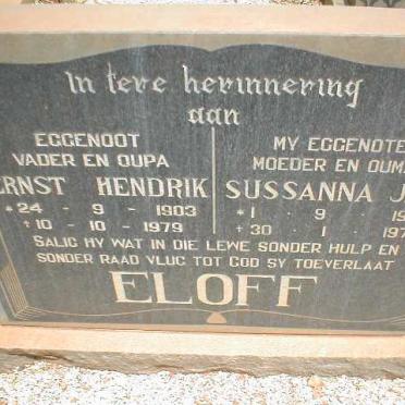 ELOFF Ernst Hendrik 1903-1979 &amp; Sussanna J.H. 1909-1977