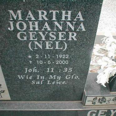 GEYSER Martha Johanna 1922-2000