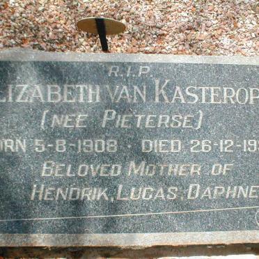 KASTEROP Elizabeth, van nee PIETERSE 1908-1933