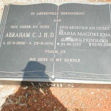 LEWIES Abraham C.J.H.D. 1906-1976 &amp; Maria Magdalena PRINSLOO 1910-2000