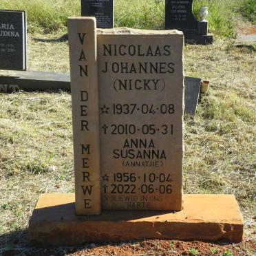 MERWE Nicolaas Johannes, van der 1937-2010 &amp; Anna Susanna 1956-2022