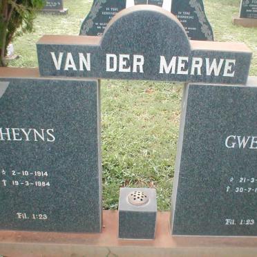 MERWE Heyns, van der 1914-1984 &amp; Gwen 1918-1994