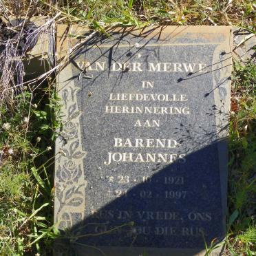 MERWE Barend Johannes, van der 1921-1997