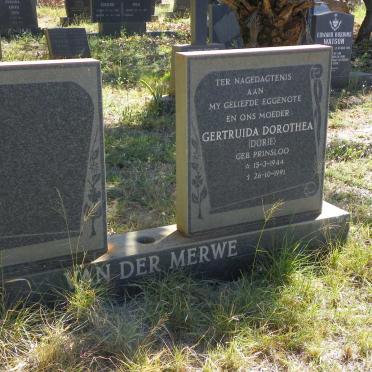 MERWE Gertruida Dorothea, van der nee PRINSLOO 1944-1991