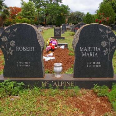 MCALPINE Robert 1903-1985 &amp; Martha Maria 1918-1994