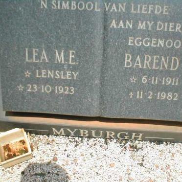 MYBURGH Barend J. 1911-1982 &amp; Lea M.E. LENSLEY 1923-