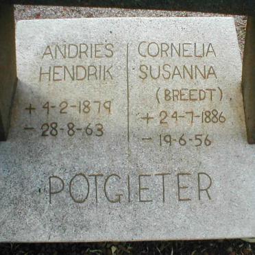 POTGIETER Andries Hendrik 1879-1968 &amp; Cornelia Susanna BREEDT 1886-1957