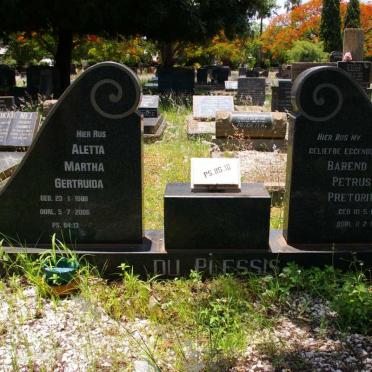 PLESSIS Barend Petrus Pretorius, du 1907-1972 &amp; Aletta Martha Gertruida 1909-2006