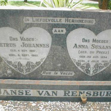 RENSBURG Petrus Johannes, Janse van 1887-1943 &amp; Anna Susanna DU PREEZ 1894-1936
