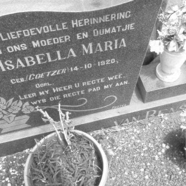 RENSBURG Isabella Maria, van nee COETZER 1920-