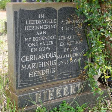 RIEKERT Gerhardus Marthinus Hendrik  1920-1993