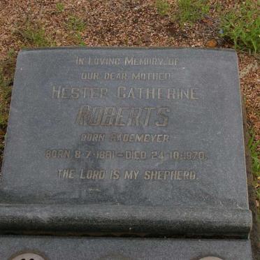 ROBERTS Hester Catherine nee RADEMEYER 1881-1970 :: RADEMEYER Rowland Thompson 1888-1978