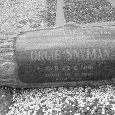 SNYMAN Orgie 1891-1961