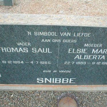 SNIBBE Thomas  Saul 1884-1965 &amp; Elsie Maria Alberta 1883-1963