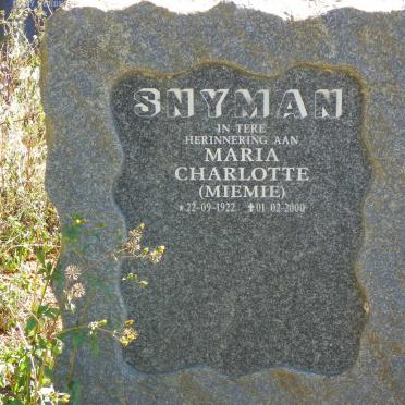 SNYMAN Maria Charlotte 1922-2000