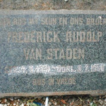 STADEN Frederick Rudolf, van 1931-1956