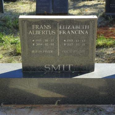 SMIT Frans Albertus 1933-2004 &amp; Elizabeth Francina 1933-2017