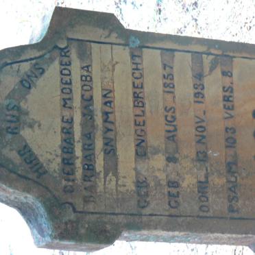 SNYMAN Barbara Jacoba nee ENGELBRECHT 1857-1934