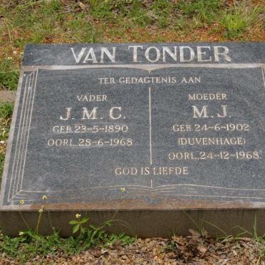 TONDER J.M.C., van 1890-1968 &amp; M.J. DUVENHAGE 1902-1968