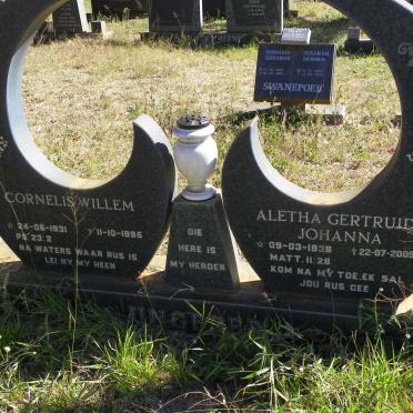 UNGERER Cornelius Willem 1931-1995 &amp; Aletha Gertruida Johanna 1938-2008