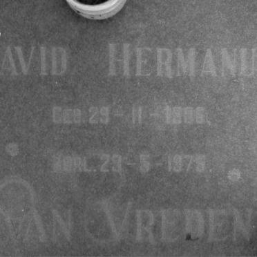 VREDEN David Hermanus, van 1906-1978