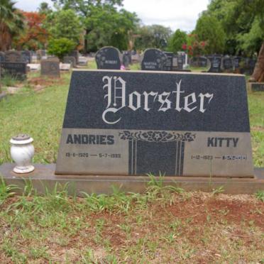 VORSTER Andries 1920-1985 &amp; Kitty 1923-2010
