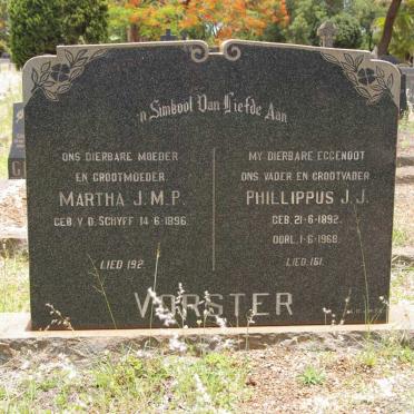 VORSTER Phillippus J.J. 1892-1968 &amp; Martha J.M.P. V.D. SCHYFF 1896-