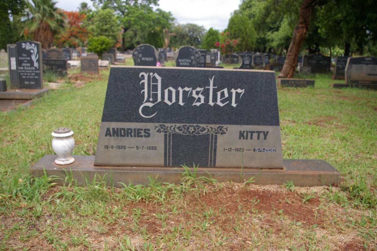 VORSTER Andries 1920-1985 &amp; Kitty 1923-2010