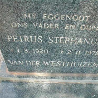 WESTHUIZEN Petrus Stephanus, van der 1920-1978