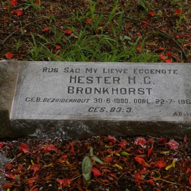BRONKHORST Hester H.C. nee BEZUIDENHOUT 1880-1969