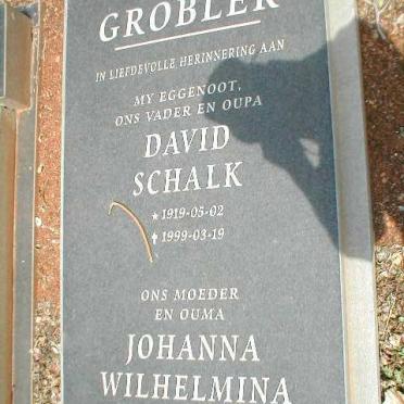GROBLER David Schalk 1919-1999 &amp; Johanna Wilhelmina 1929-
