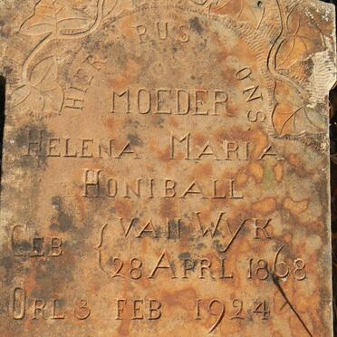 HONIBALL Helena Maria nee VAN WYK 1868-1924