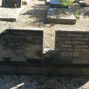KOTZE Frederick Johannes 1897-1964 &amp; Margaretha Maria Susanna 1899-1985