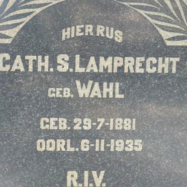 LAMPRECHT Cath.S. nee WAHL 1881-1935