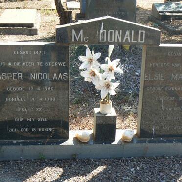McDONALD Casper Nicolaas 1896-1980 &amp; Elsie Magdalena BARNARD 1897-1954