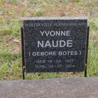 NAUDE Yvonne nee BOTES 1927-2004