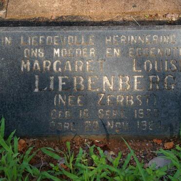 LIEBENBERG Margaret Louise nee ZERBST 1938-1984