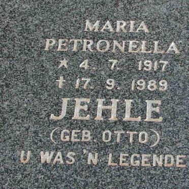JEHLE Maria Petronella nee OTTO 1917-1989