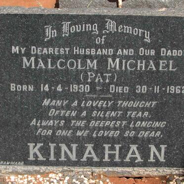KINAHAN Malcolm Michael 1930-1962