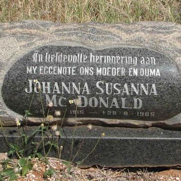 McDONALD Johanna Susanna 1915-1985