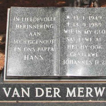 MERWE Hans, van der 1949-1985