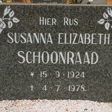 SCHOONRAAD Susanna Elizabeth 1924-1978