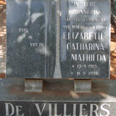 VILLIERS Elizabeth Catharina Mathilda, de 1913-1980