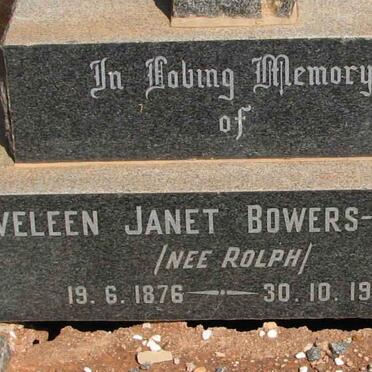 WINTERS Eveleen Janet, Bowers nee ROLPH 1876-1864