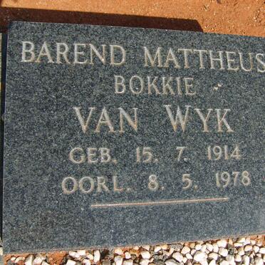 WYK Barend Mattheus, van 1914-1978