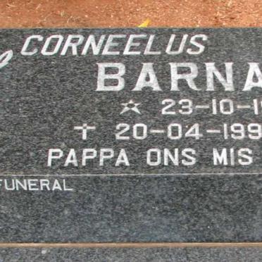 BARNARD Corneelus Jacobus 1911-1922